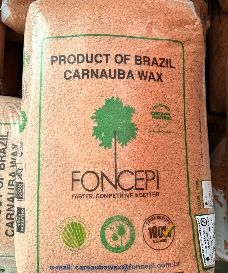 Saco de 25 kg de Cera Autobrillante Autoemulsionable Usos de la Cera de Carnaúba en industria alimentaria, cosmética, automotriz y limpieza