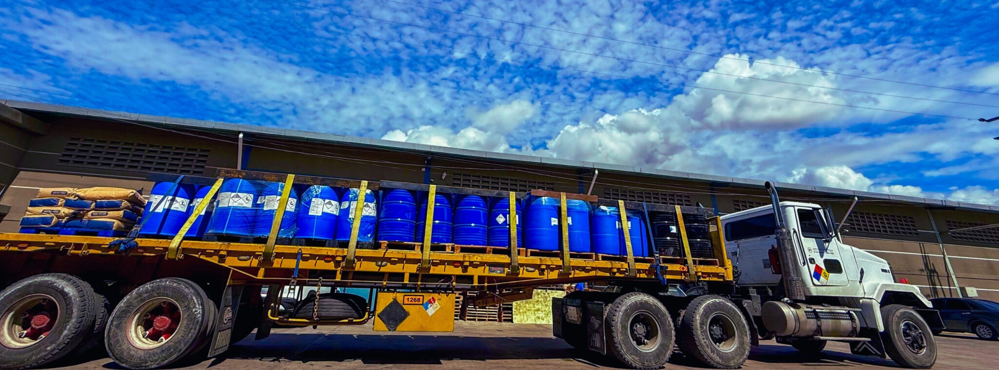 Gandola completamente cargada para despacho de materias primas químicas por Chemelectric.