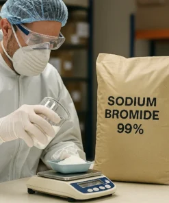 Aplicación del Bromuro de Sodio 99% en procesos industriales y de laboratorio. Leyenda: Aplicaciones del Bromuro de Sodio en industrias química y petrolera.